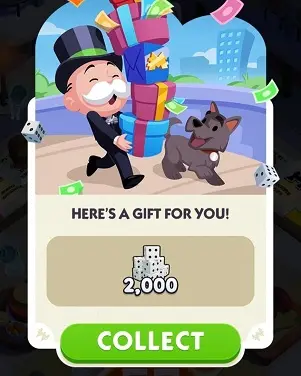 Monopoly Go free dice links redeem screen